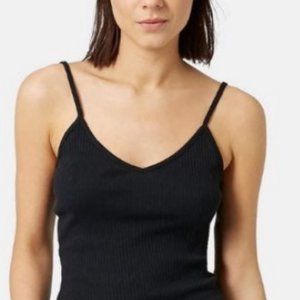 Topshop Ribbed Crop Camisole Black US 2